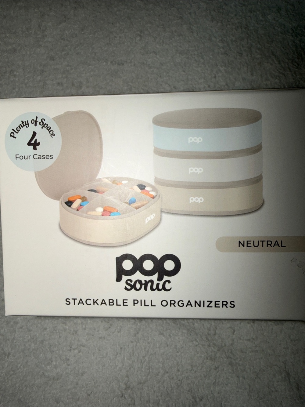 Pop Sonic Stackable Pill Organizers - 4 Case Set